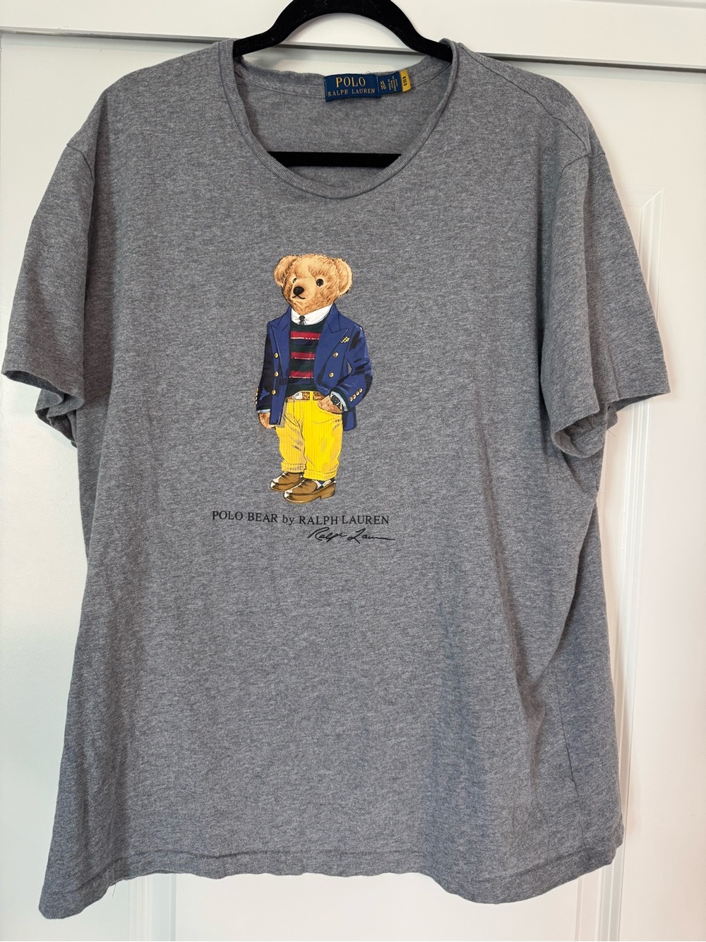 Polo by Ralph Lauren Heather Gray Bear Tee with Navy & Yellow